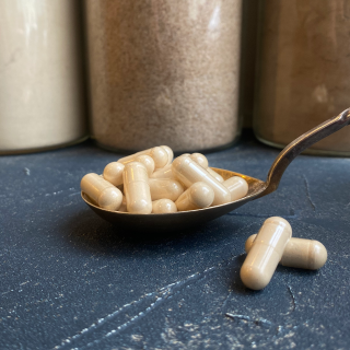Ekologiški valgomieji danteniai (Šitake) grybai, 400 mg kapsulės