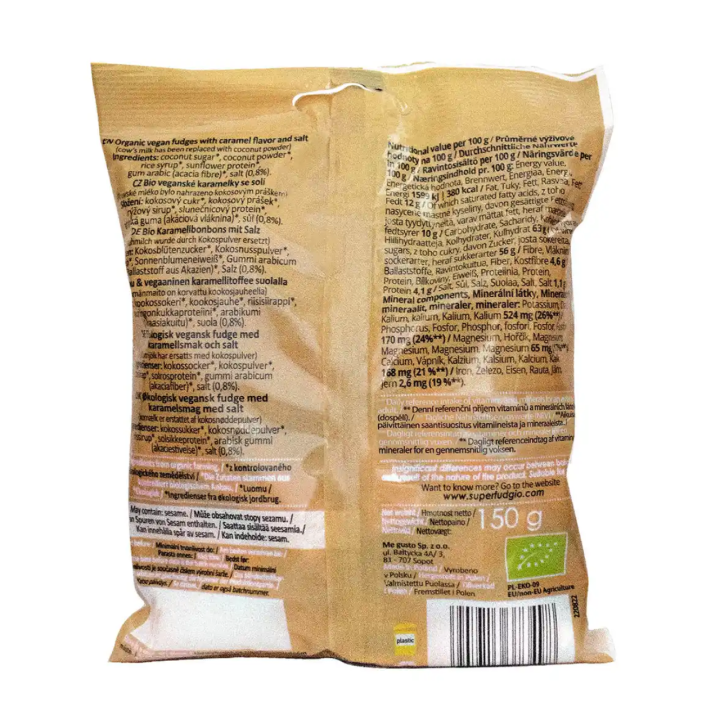 Ekologiški augaliniai saldainiai „Karvutė“ karamelės su druska skonio, 150 g