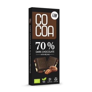 Bio-Bitterschokolade 70% mit Pekannüssen, 50 g, COCOA