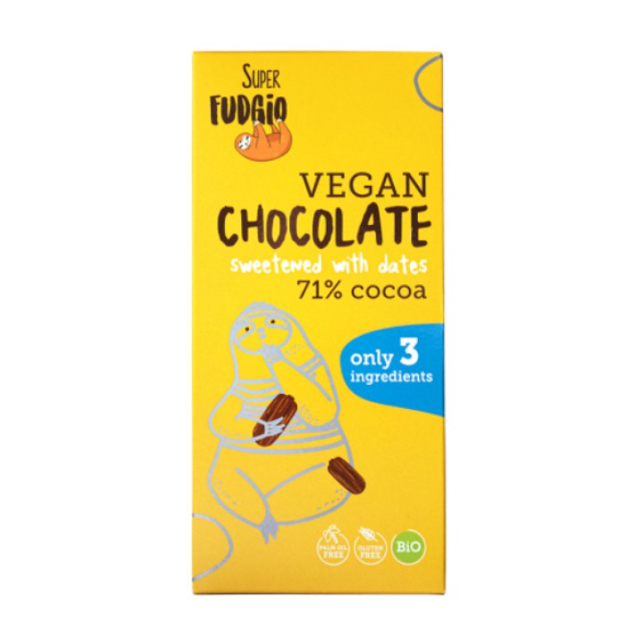 Bio-Bitterschokolade 71 % gesüßt mit Datteln, glutenfrei, 80 g, SUPER FUDGIO