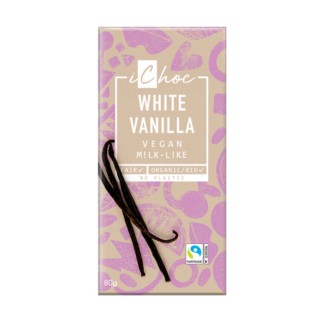 Weiße Bio-Schokolade WHITE VANILLA, 80 g, Ichoc
