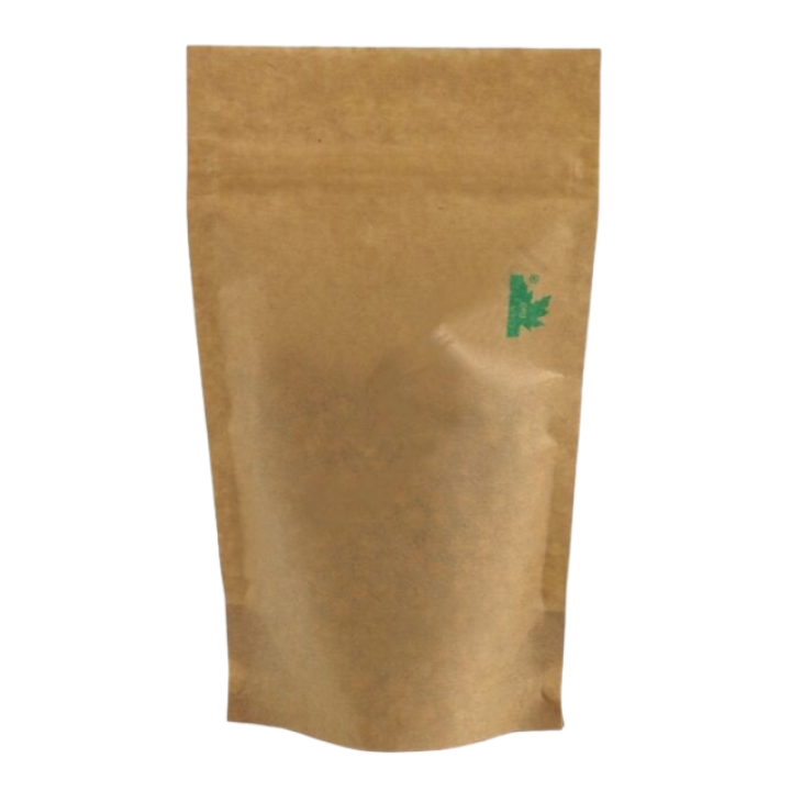 Doy-pack compostable and biodegradable bag without window 110 x 65 x 185 mm
