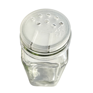 Glass spice jar, 120 ml (small holes, metal lid)