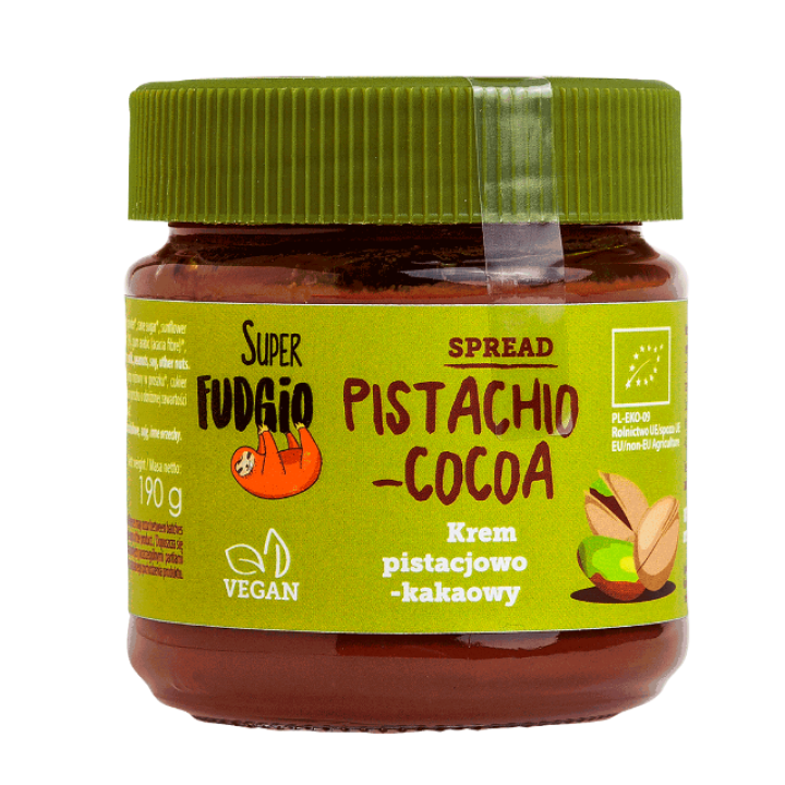 Ekologiškas pistacijų ir kakavos kremas su cukranendrių cukrumi, 190 g