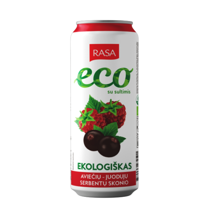 Organic raspberry and blackcurrant flavoured carbonated soft drink with juice, 0.5l RASA ECO