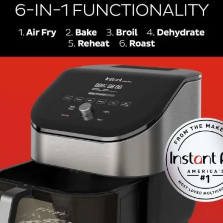 Instant Pot® Vortex® Plus 6QT stainless steel air fryer with ClearCook and OdorErase (5,7L)