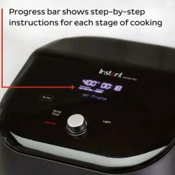 Instant Vortex® Plus nerūdijančio plieno oro gruzdintuvė su ClearCook (5,7L) 6-in-1