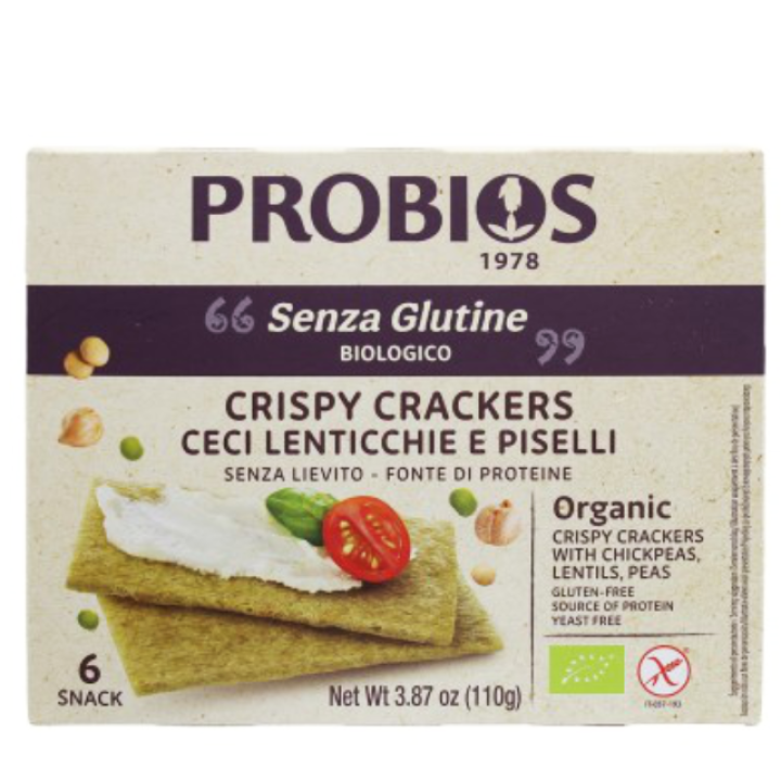 Ekologiški traškūs krekeriai su avinžirniais, lęšiais, žirniais, be glitimo, 110 g
