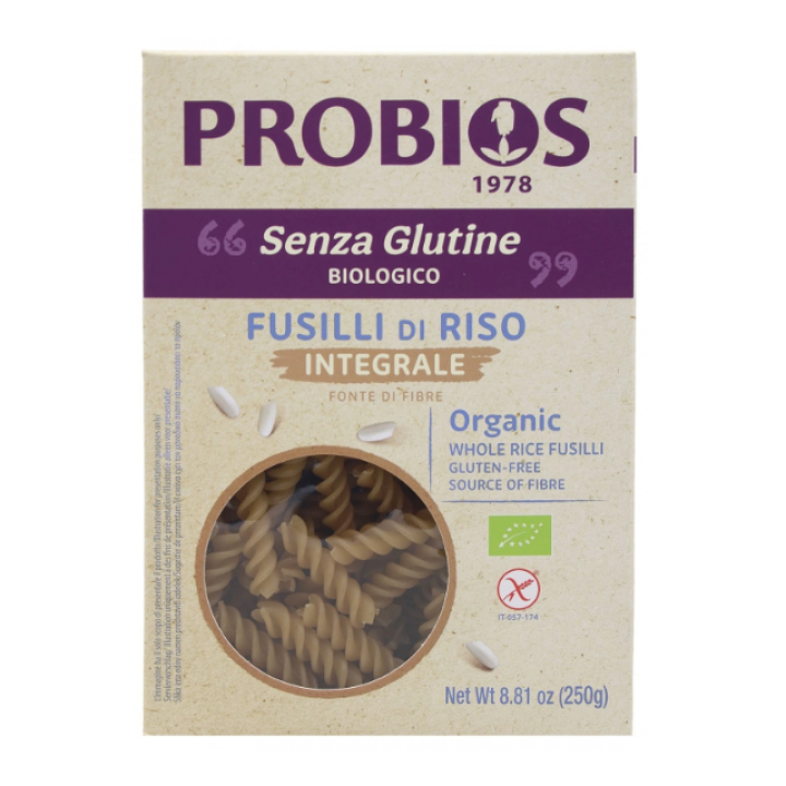 Ekologiški pilno grūdo ryžių makaronai Fusilli, be glitimo, 250 g