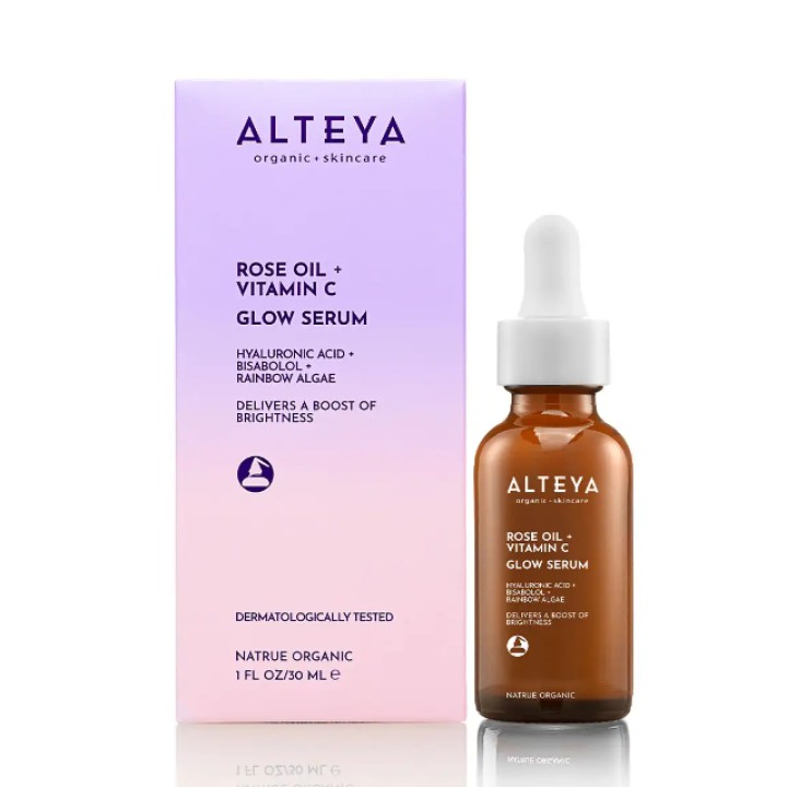 Ekologiškas LUMINOUS ROSE GLOW serumas - rožių aliejus + vitaminas C, 30 ml
