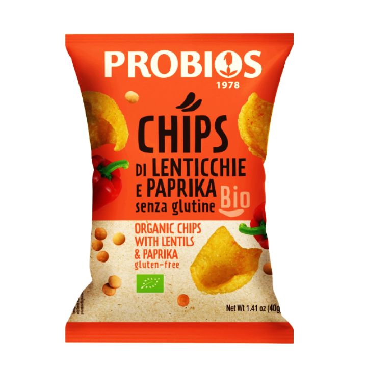 Ekologiški lęšių traškučiai su paprikos prieskoniu, 40 g