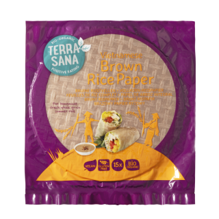 Organic Vietnamese brown rice paper sheets, 15 pcs, TERRASANA