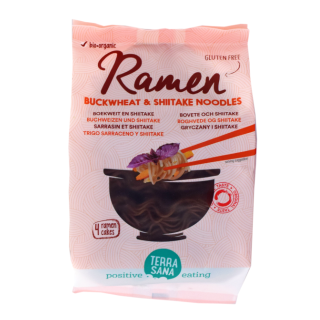 Ekologiški makaronai su grikiais ir šitake grybais Ramen, be glitimo, 280 g (4 vnt)