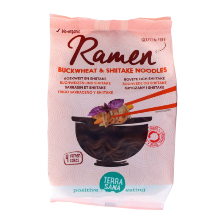 Ekologiški makaronai su grikiais ir šitake grybais Ramen, be glitimo, 280 g (4 vnt)