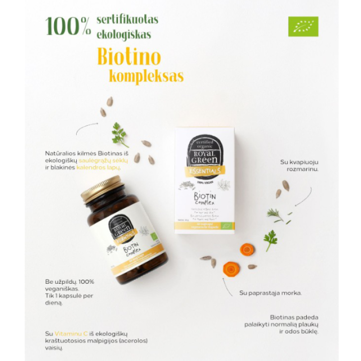 Organic Biotin Complex, ROYAL GREEN, 60 capsules