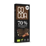 Ekologiškas juodasis šokoladas 70 % su pekano riešutais, 50 g, COCOA