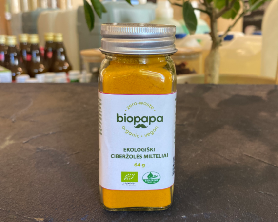 Öko-Biberzol-Mühlen im Glaskasten Bio-Kurkumapulver, 64 g, Biopapa – Bild 1